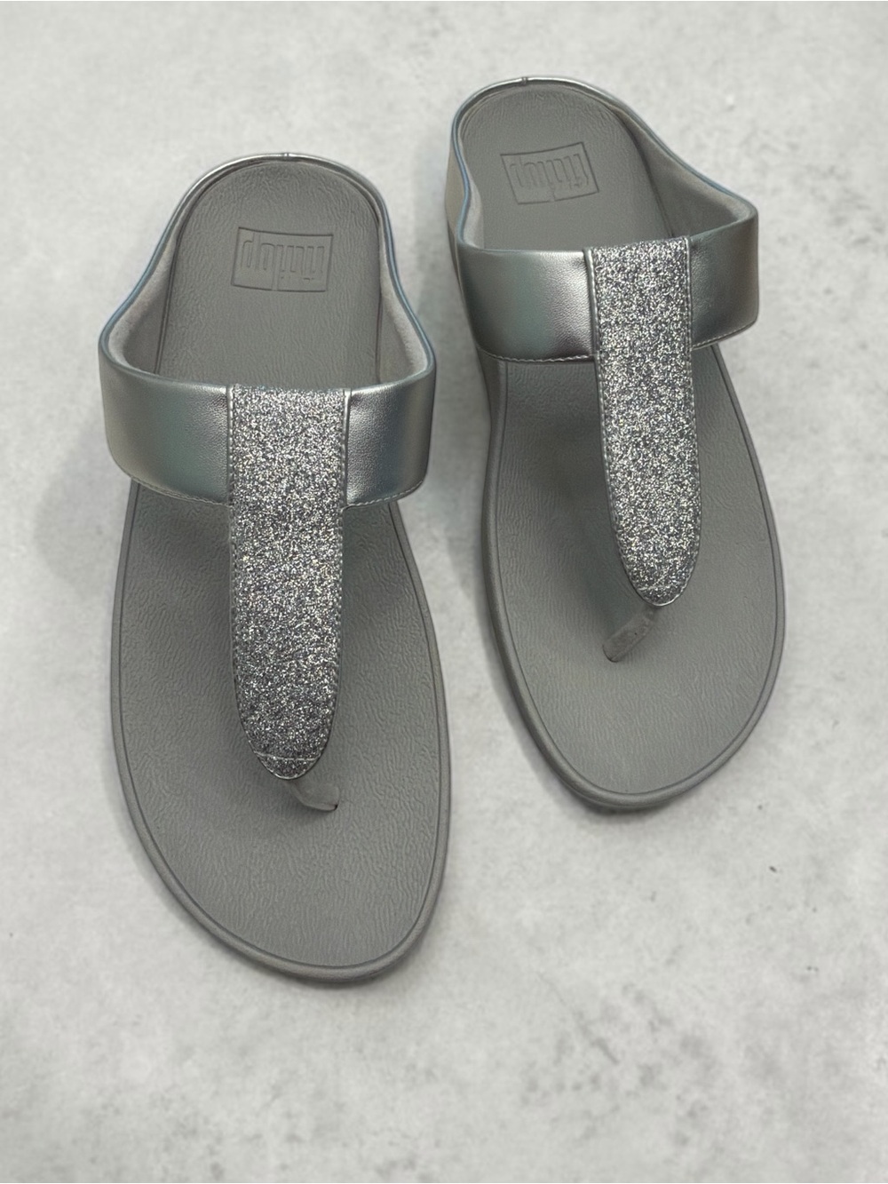Glitter Toe-Post Sandals in Silver for Women